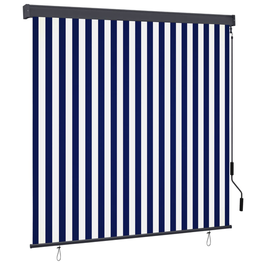 vidaXL Ulkorullaverho 160x250 cm sininen ja valkoinen