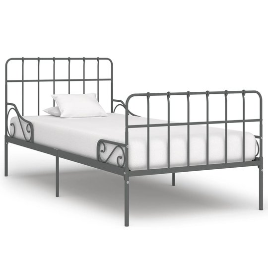 vidaXL Sängynrunko sälepohjalla harmaa metalli 90x200 cm