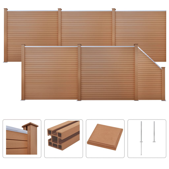 vidaXL Aitasarja 5 paneelia + 1 vinopaneeli WPC 973x187 cm ruskea