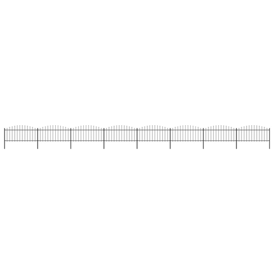 vidaXL Puutarha-aita keihäskärjillä teräs (0,5-0,75)x13,6 m musta