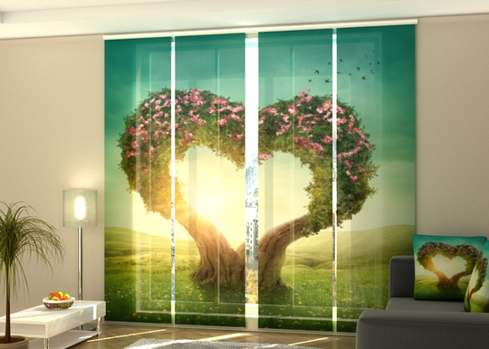 Puolipimentävä paneeliverho Heart tree 240x240 cm