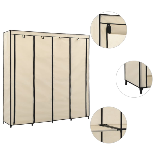 vidaXL Vaatekaappi 4 lokerolla kerma 175x45x170 cm