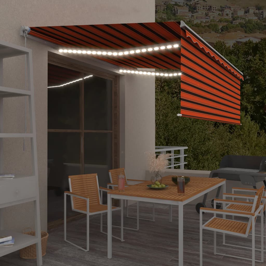 vidaXL Manuaalisesti kelattava markiisi verhoilla 4x3 m oranssiruskea