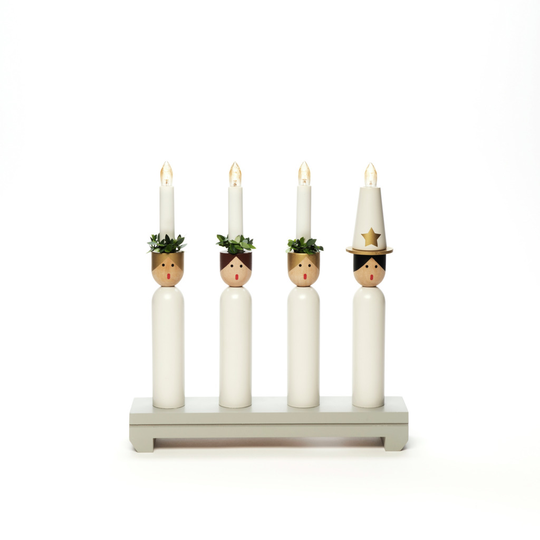 Light candlestick 4 light gray Lucia (valkoinen)