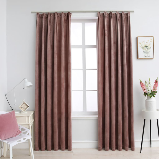 vidaXL Pimennysverhot koukuilla 2 kpl sametti pinkki 140x245 cm