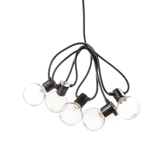 Partyslinga 10lj LED batteri m. timer (musta)