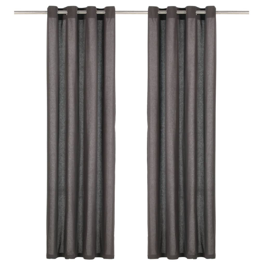 vidaXL Verhot metallirenkailla 2 kpl puuvilla 140x225 cm antrasiitti