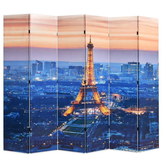 vidaXL Kokoontaitettava tilanjakaja 228x170 cm Pariisin yömaisema