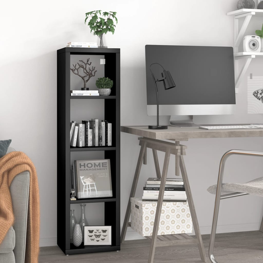 vidaXL Seinäkuutiohylly musta 37x29,5x134,5 cm MDF