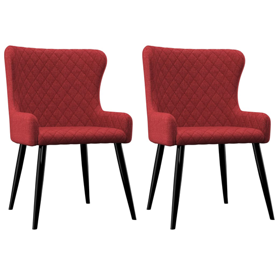 282523 vidaXL Dining Chairs 2 pcs Burgundy Fabric