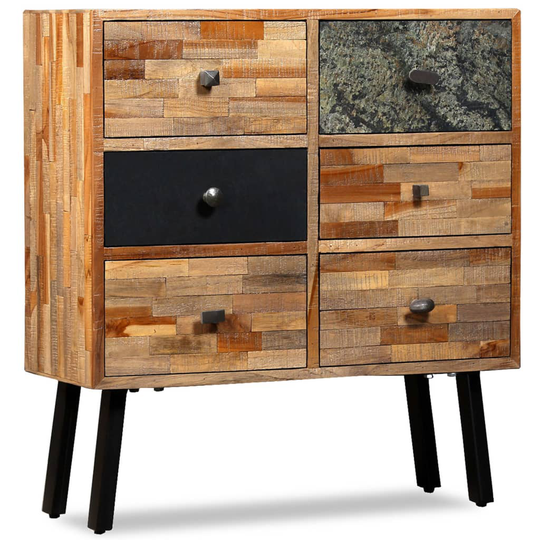 vidaXL Lipasto 6 vetolaatikolla kiinteä kierrätetty tiikki 70x30x76 cm