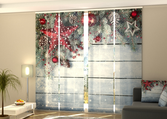 Pimentävä paneeliverho Christmas Red Star 240x240 cm