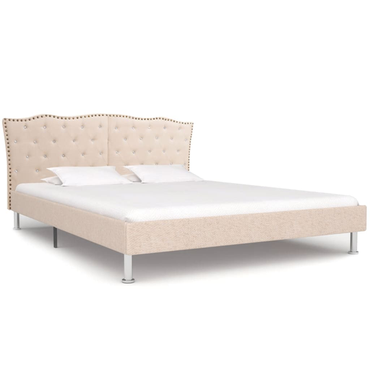 vidaXL Sängynrunko beige kangas 135x190 cm
