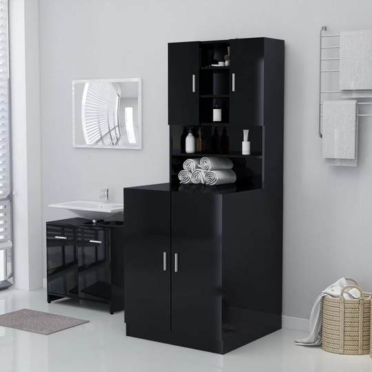 vidaXL Pesukonekaappi korkeakiilto musta 71x71,5x91,5 cm