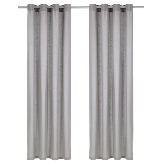 vidaXL Verhot metallirenkailla 2 kpl puuvilla 140x225 cm harmaa