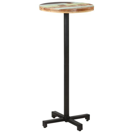 vidaXL Bistropöytä pyöreä Ø50x110 cm kierrätetty täyspuu