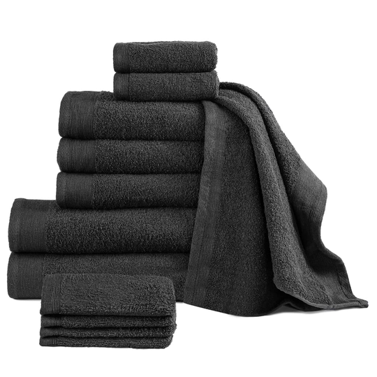 vidaXL 12-osainen pyyhesarja puuvilla 450 g/m² musta