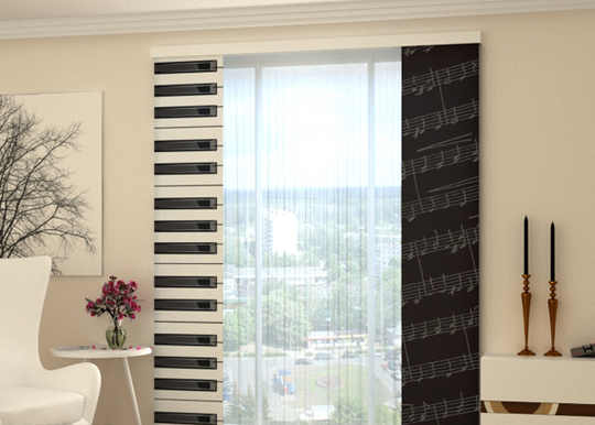 Puolipimentävä paneeliverhoPiano keys 80x240 cm