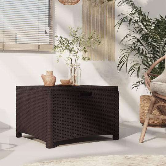 vidaXL Puutarhan säilytyslaatikko 60x54x41 cm PP rottinki ruskea