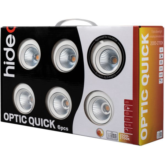 Hide-a-Lite Optic Quick ISO Alasvalo valkoinen, 6-pack 2000-3000 K