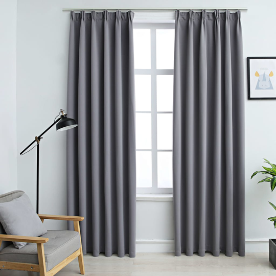 vidaXL Pimennysverhot koukuilla 2 kpl harmaa 140x225 cm