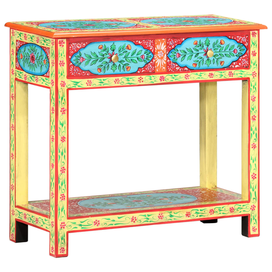 vidaXL Käsinmaalattu konsolipöytä 80x35x75 cm täysi mangopuu