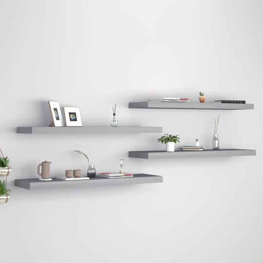 vidaXL Kelluvat seinähyllyt 4 kpl harmaa 90x23,5x3,8cm MDF