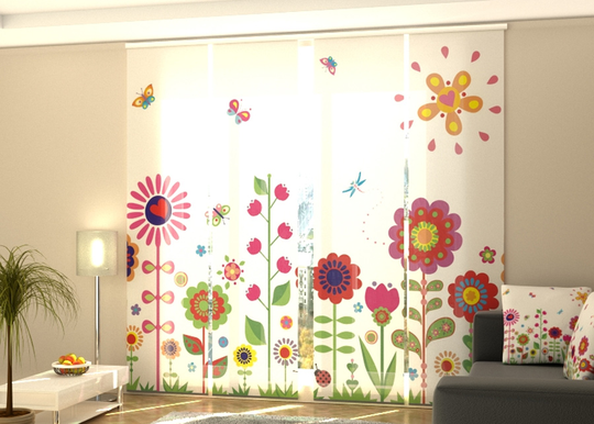 Pimentävä paneeliverho Flowers and sun 240x240 cm