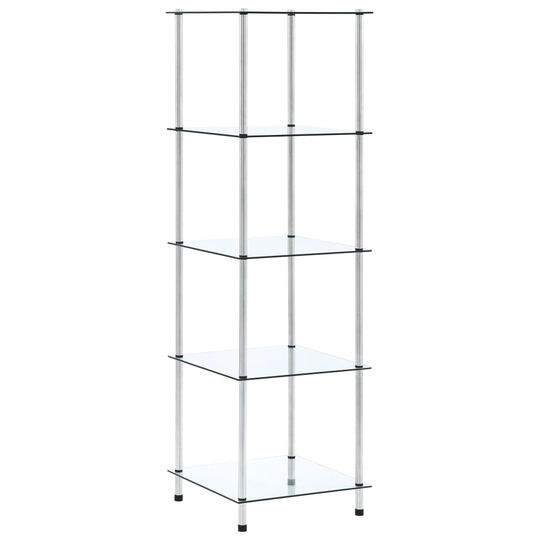 vidaXL 5-kerroksinen hylly läpinäkyvä 40x40x130 cm karkaistu lasi