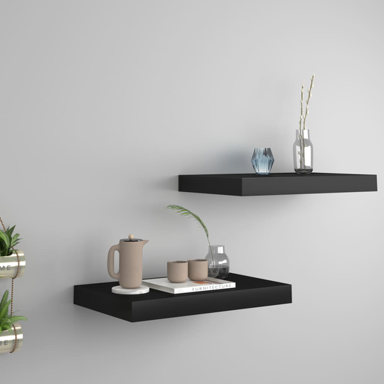 vidaXL Kelluvat seinähyllyt 2 kpl musta 40x23x3,8 cm MDF
