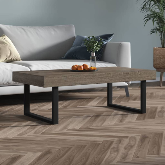 vidaXL Sohvapöytä harmaa ja musta 120x60x40 cm MDF ja rauta