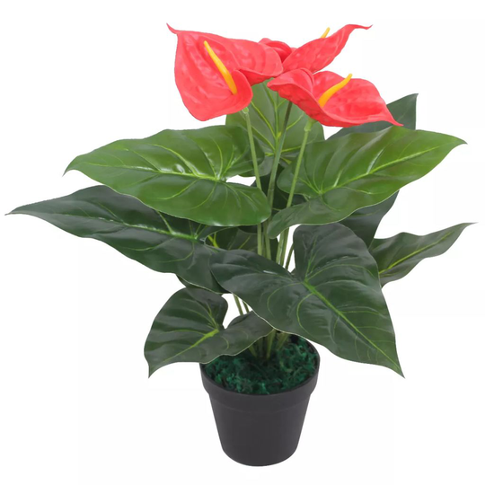 vidaXL Tekokukka ruukulla flamingokukka 45 cm punainen ja keltainen