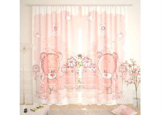 Tylliverhot Pink Bears 400x260 cm