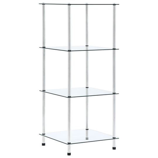 vidaXL 4-kerroksinen hylly läpinäkyvä 40x40x100 cm karkaistu lasi