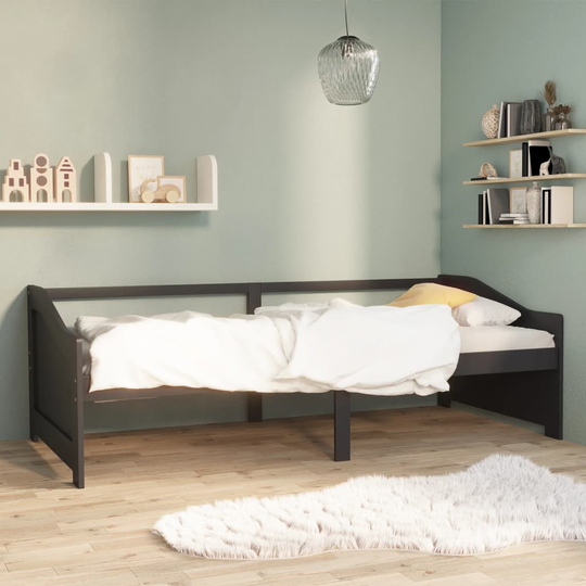 vidaXL Päivävuode 3-istuttava tummanharmaa täysi mänty 90x200 cm