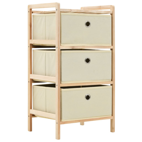 vidaXL Säilytysteline 3 kuitukankaisella korilla setripuu beige