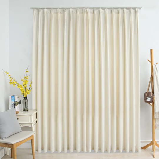vidaXL Pimennysverho koukuilla sametti kerma 290x245 cm