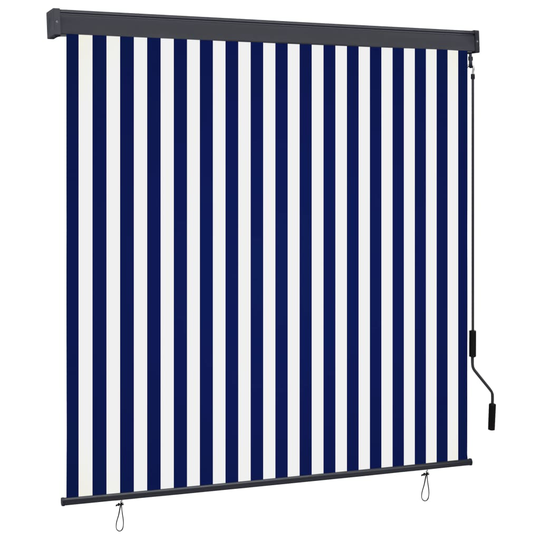 vidaXL Ulkorullaverho 170x250 cm sininen ja valkoinen