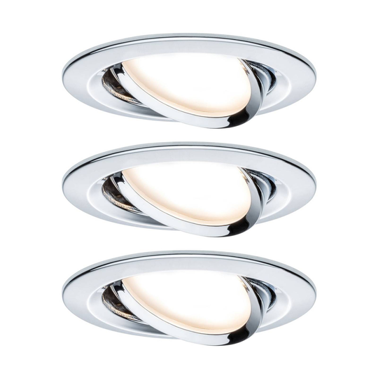 Paulmann Coin Slim -LED-uppovalo kromi, 3 kpl