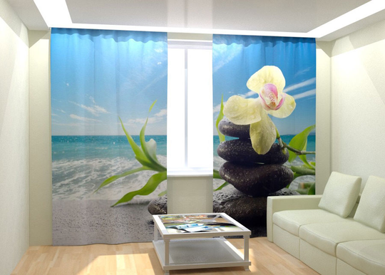 Kuvaverhot ORCHID ON STONE 300x260 cm
