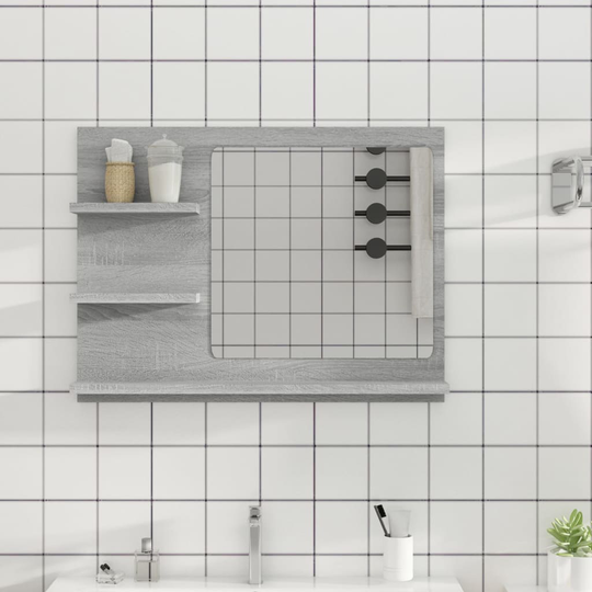 vidaXL Kylpyhuoneen peili harmaa Sonoma 60x10,5x45 cm tekninen puu
