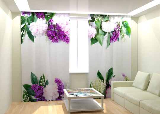Kuvaverhot PION, LILY AND LILAC 300x260 cm