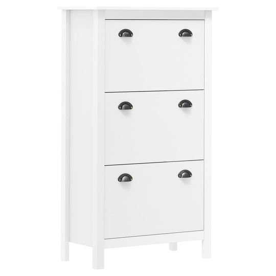 vidaXL Kenkäkaappi Hill Range valkoinen 72x35x124 cm täysi mänty