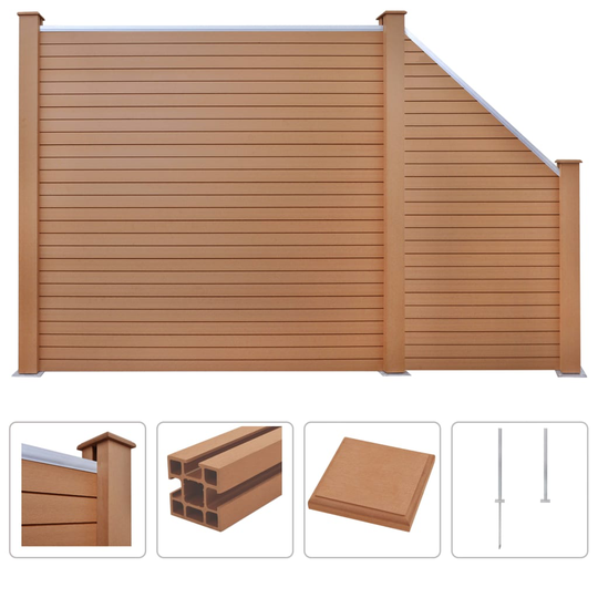 vidaXL Aitasarja neliönmuotoinen + vinopaneeli WPC 277x187 cm ruskea