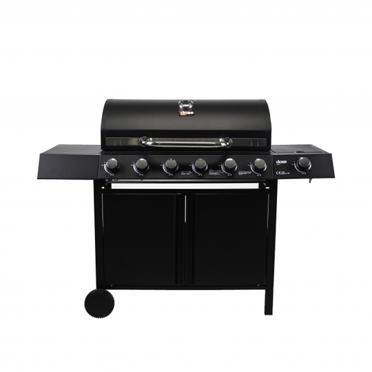 DOSE Kaasugrilli BARBEQUE, 6+1 poltinta, musta 141x110x48cm