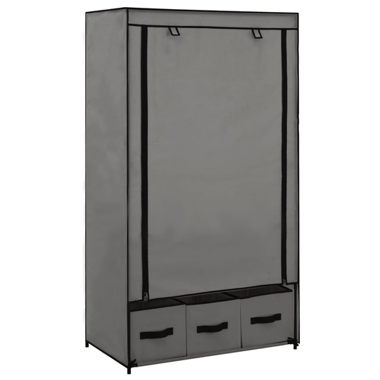 vidaXL Vaatekaappi harmaa 87x49x159 cm kangas