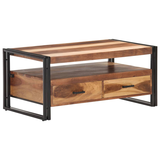 vidaXL Sohvapöytä 100x55x45 cm täysi akaasiapuu seesamviimeistelyllä