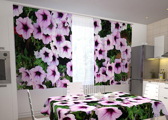 Pimennysverho WHITE PETUNIAS 200x120 cm