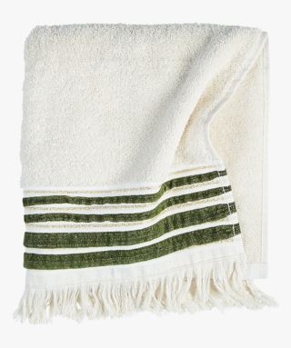 Velvet stripe pyyhe tummanvihreä