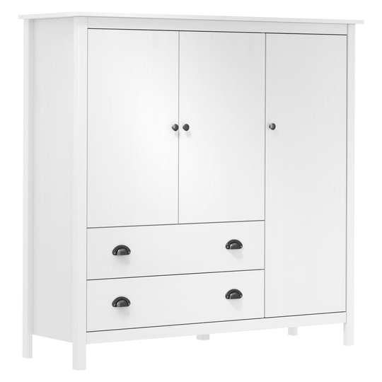 vidaXL Kolmiovinen vaatekaappi Hill Range valk. 142x45x137 cm mänty
